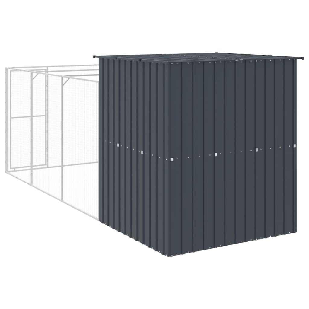Dog House With Run Galvanised Steel