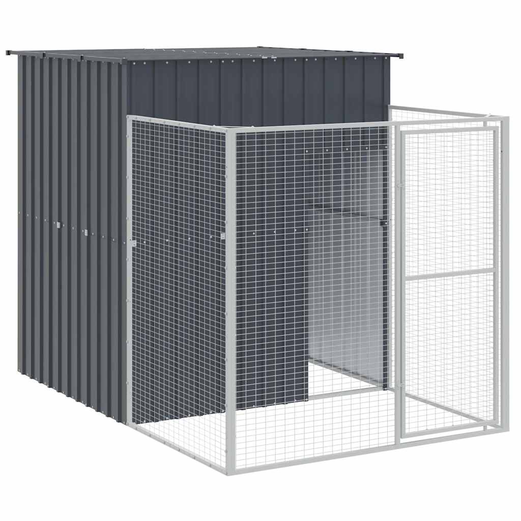 Dog House With Run Galvanised Steel