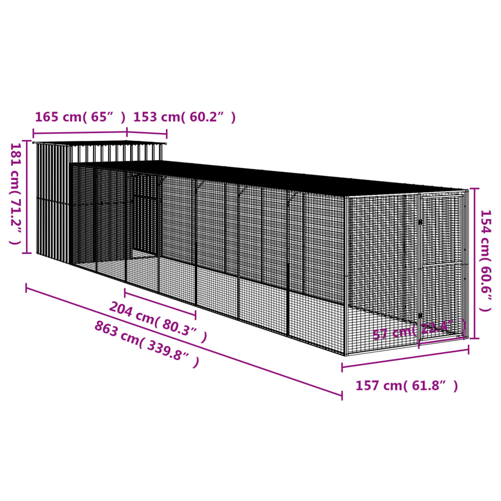 Chicken Cage With Run Galvanised Steel