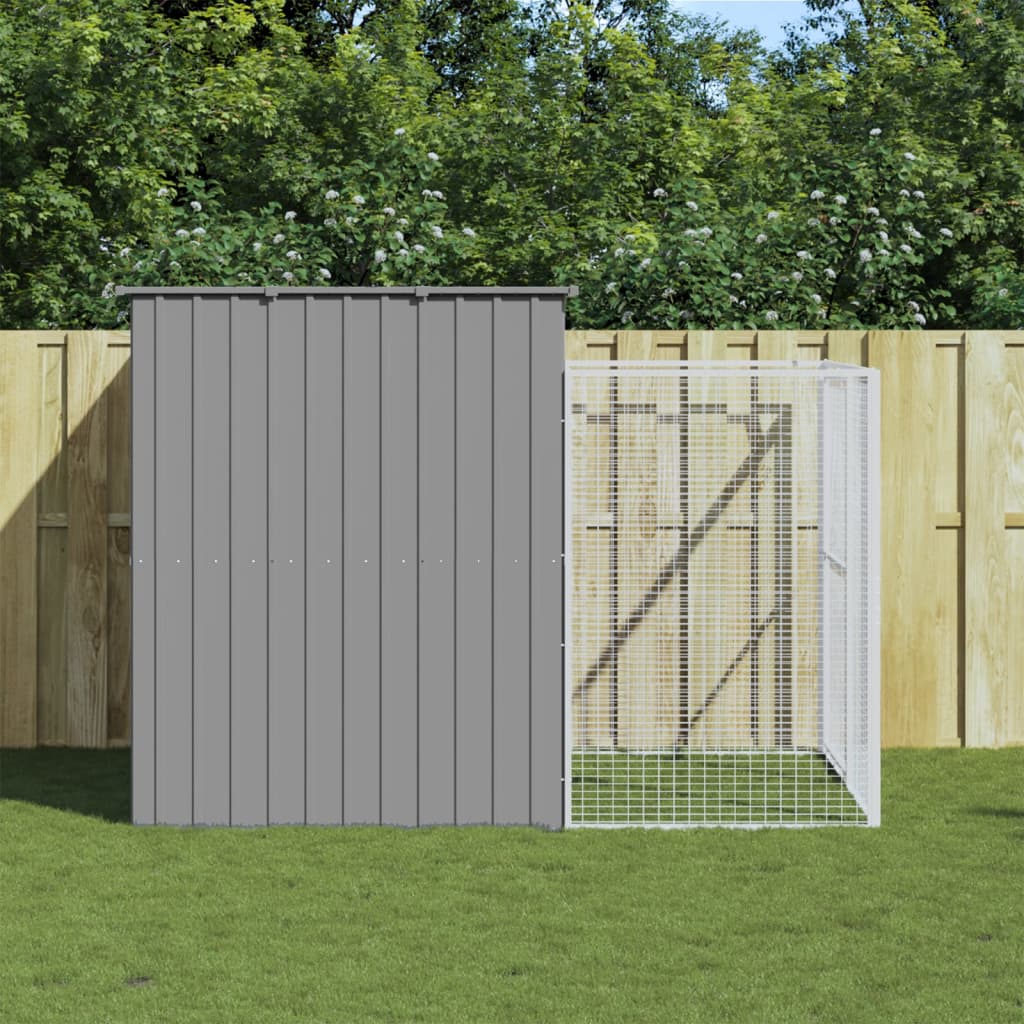 Dog House With Run Galvanised Steel