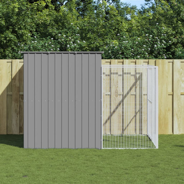 Dog House With Run Galvanised Steel