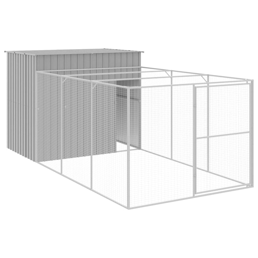Dog House With Run Galvanised Steel