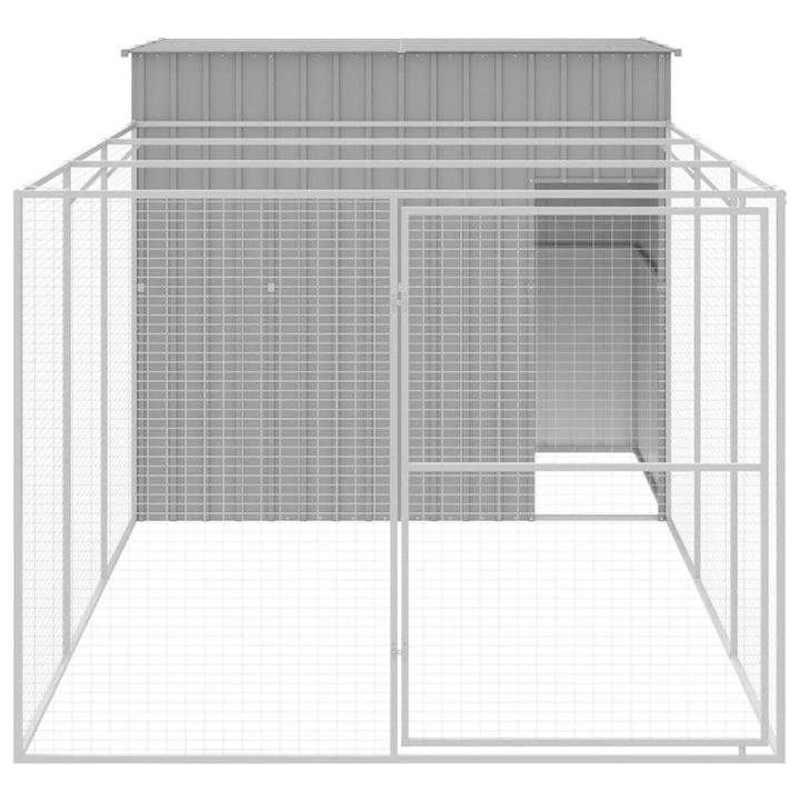 Dog House With Run Galvanised Steel
