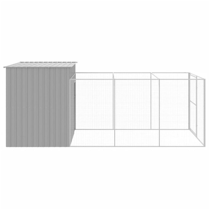 Dog House With Run Galvanised Steel