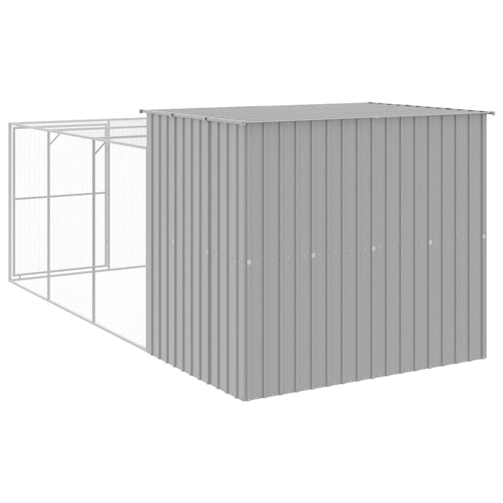 Dog House With Run Galvanised Steel