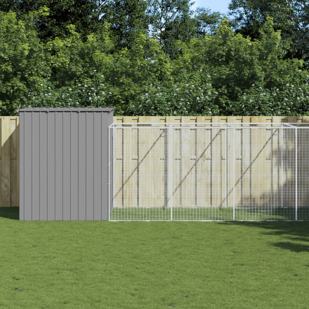 Dog House With Run Galvanised Steel
