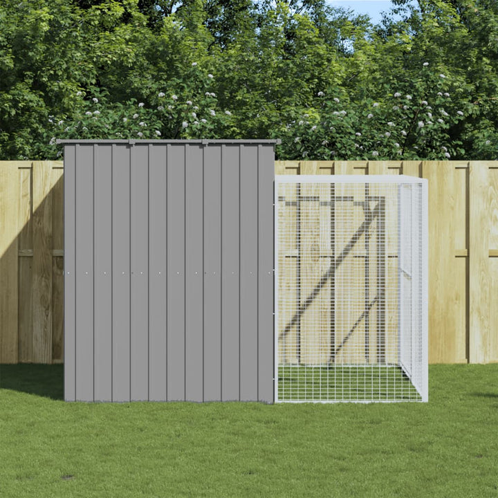 Dog House With Run Galvanised Steel