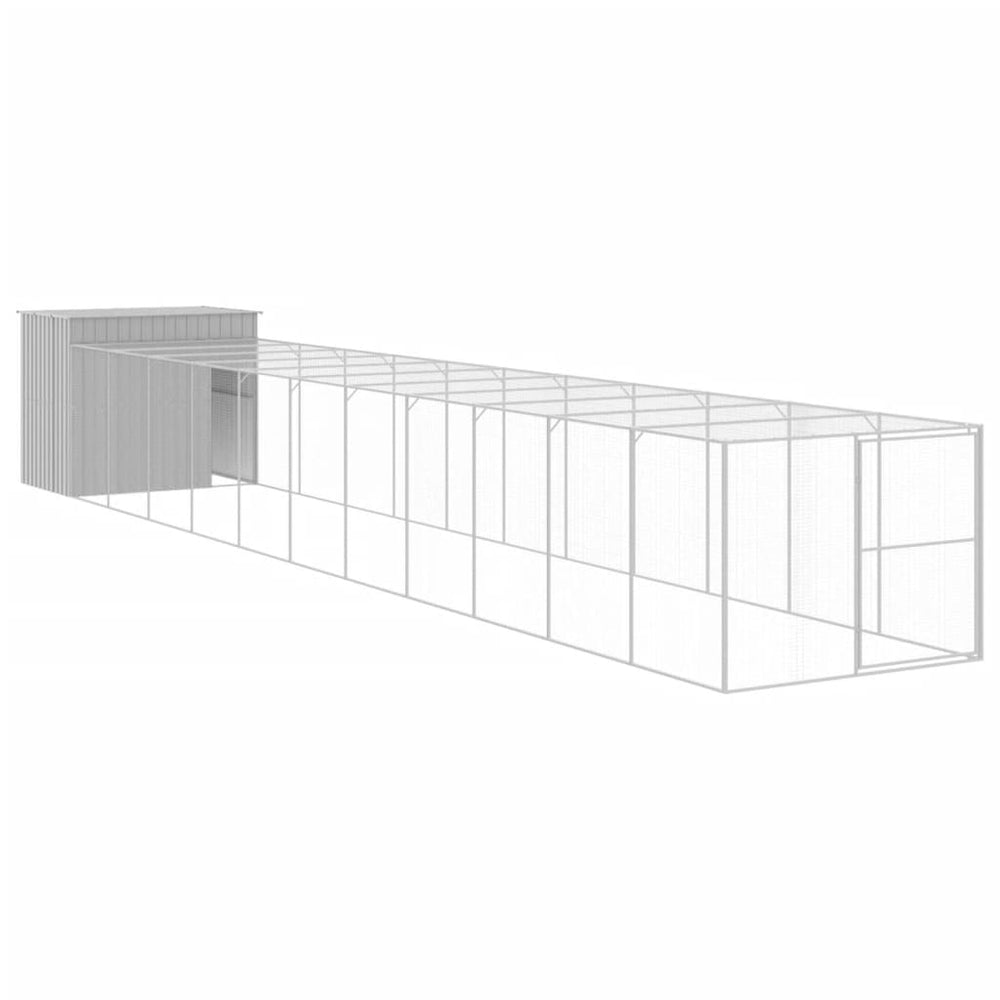 Dog House With Run Galvanised Steel