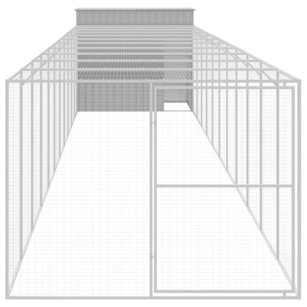 Dog House With Run Galvanised Steel