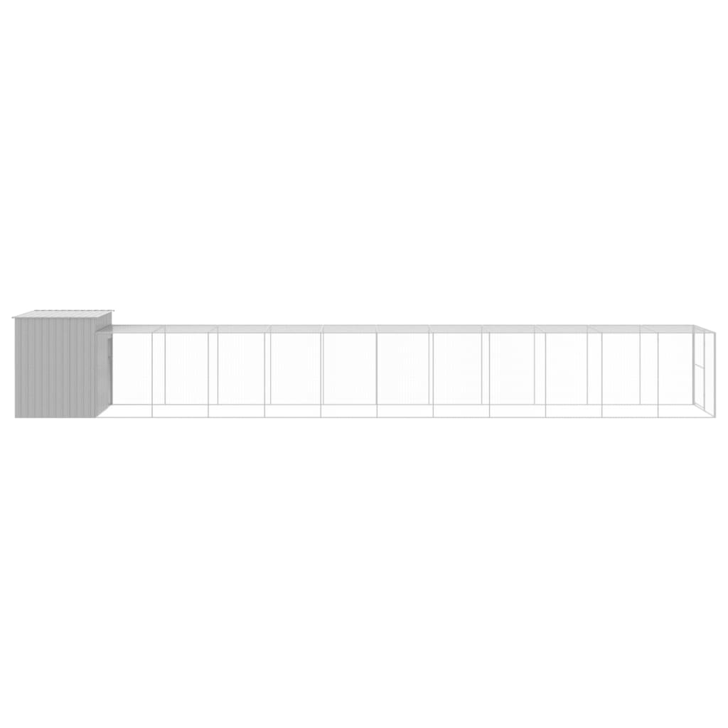 Dog House With Run Galvanised Steel