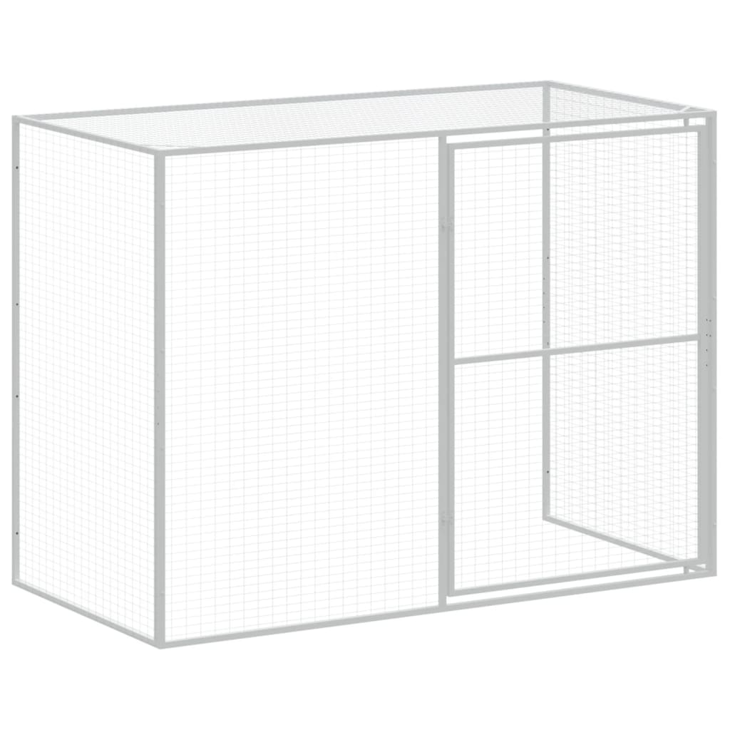 Dog House With Run Galvanised Steel