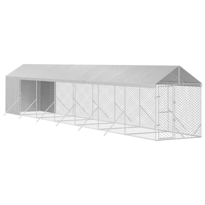 Outdoor Dog Kennel With Roof Silver Galvanised Steel