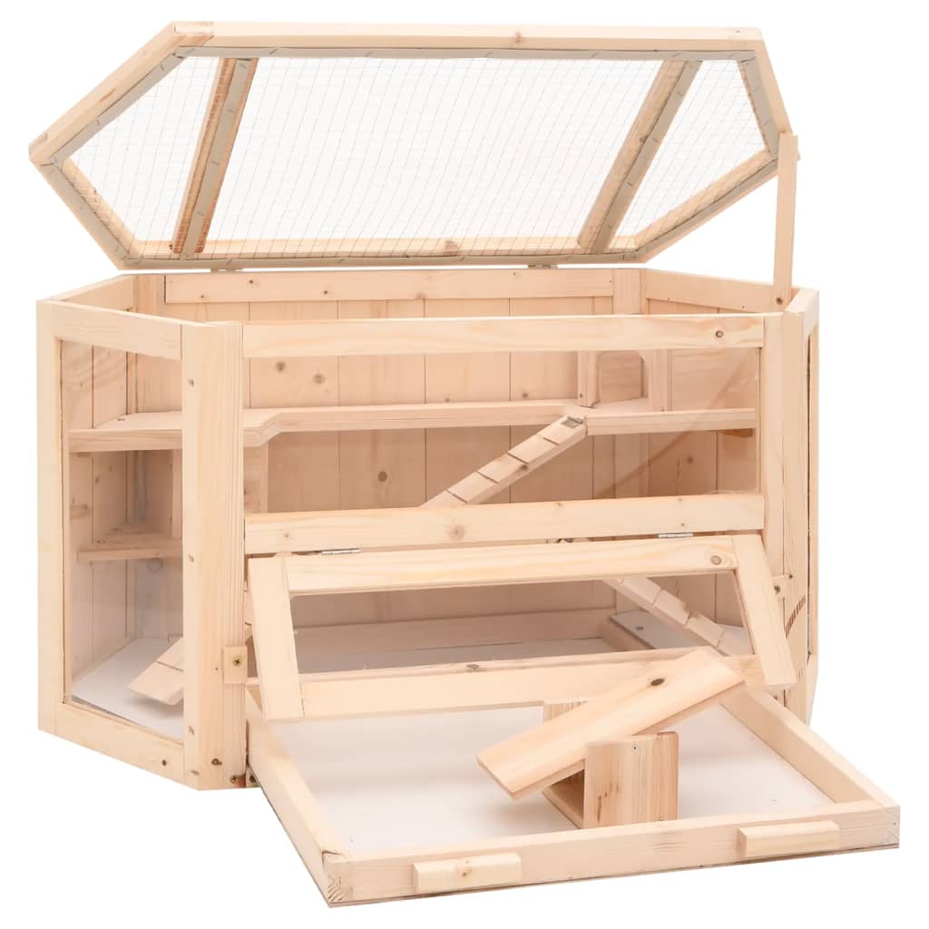 Hamster Cage 80X40X43 Cm Solid Wood Fir