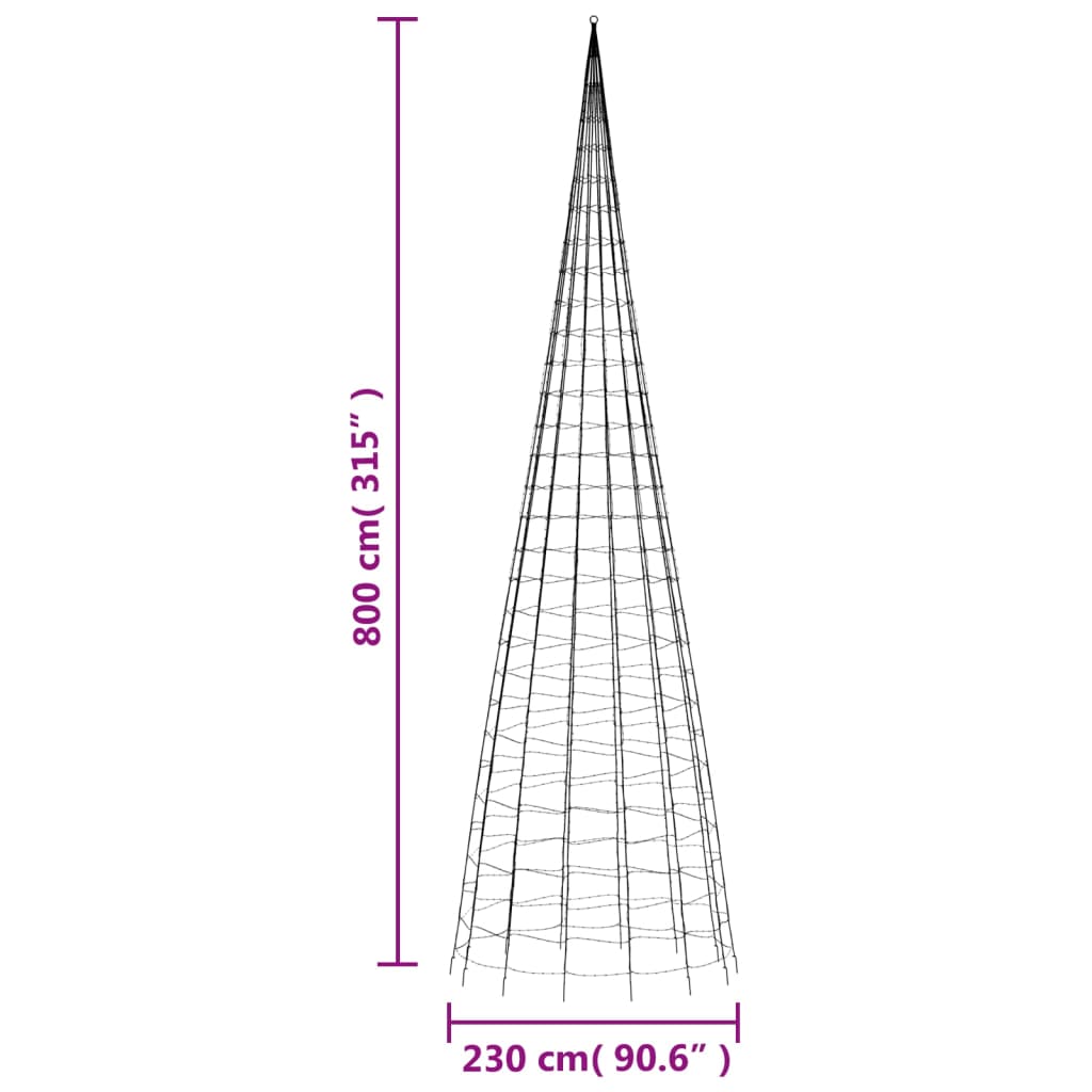 Led Christmas Tree On Flagpole 3000 Leds Warm White
