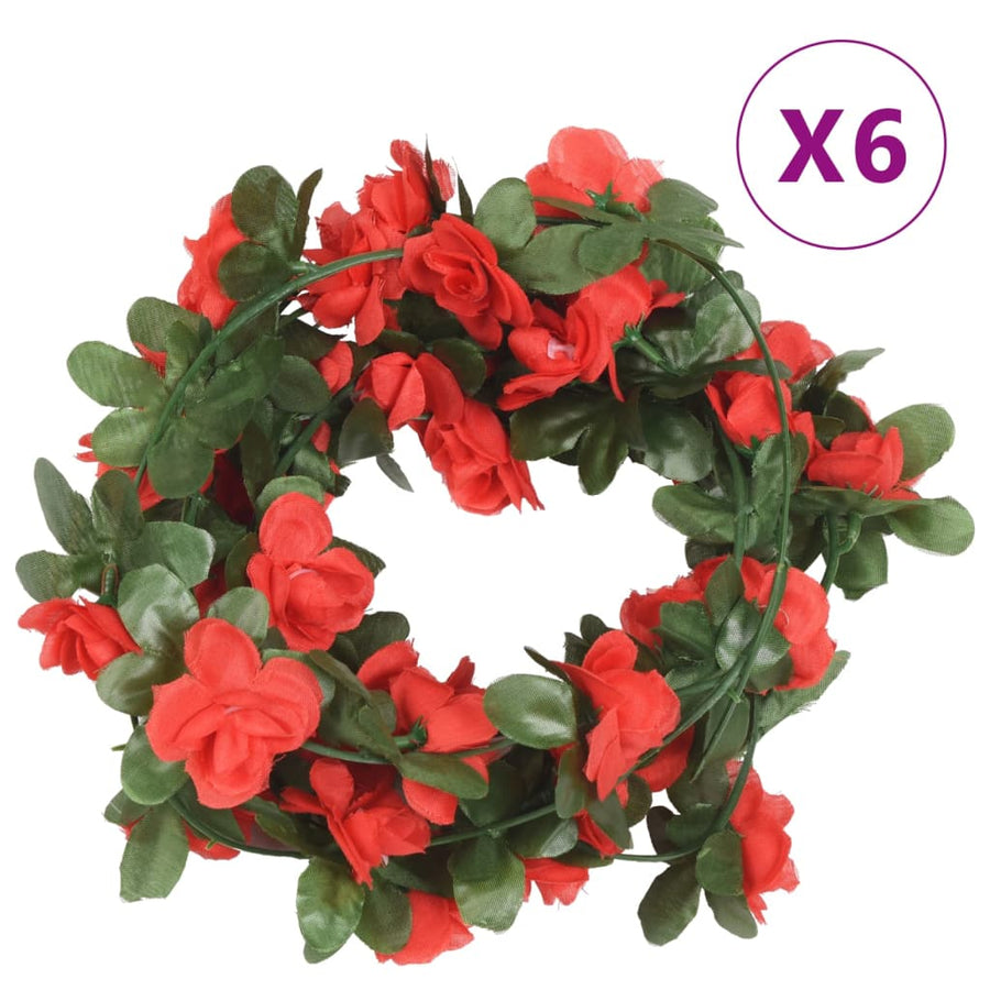 Christmas Flower Garlands 6 Pcs 250 Cm