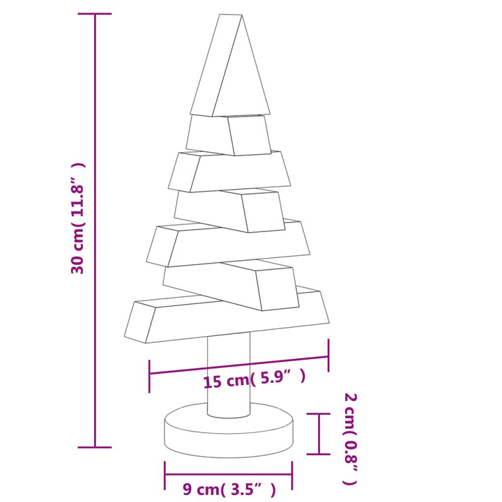 Wooden Christmas Trees For Decoration 2 Pcs 30 Cm Solid Wood Pine