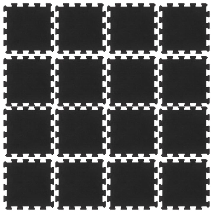 Rubber Floor Tiles 16 Pcs Black 16 Mm 30X30 Cm