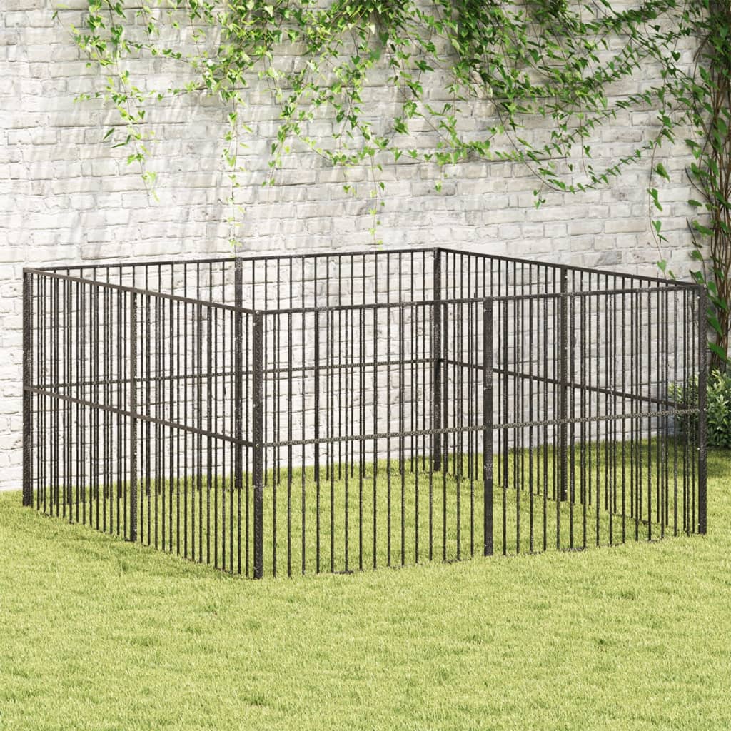 Dog Playpen 4 Panel Black Galvanised Steel
