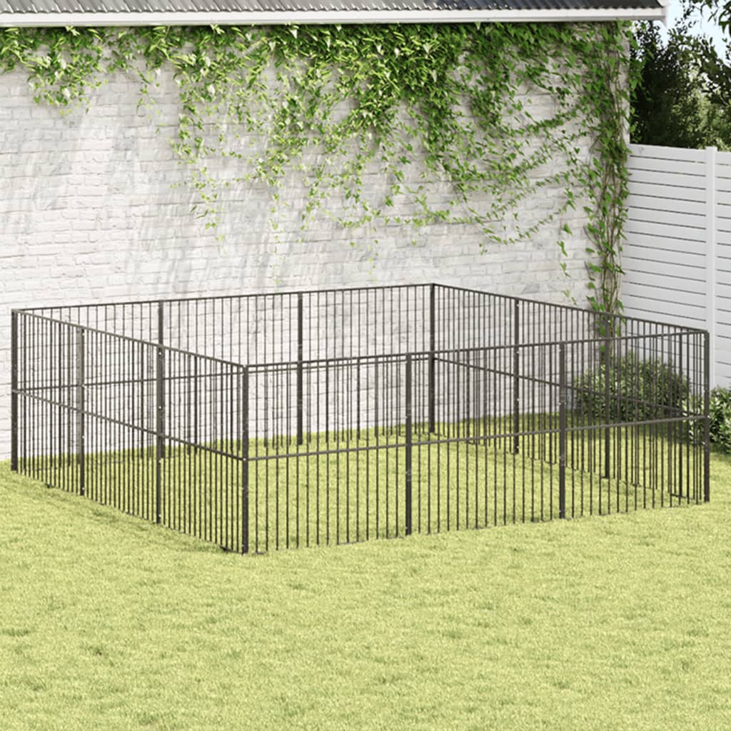 Dog Playpen 4 Panel Black Galvanised Steel