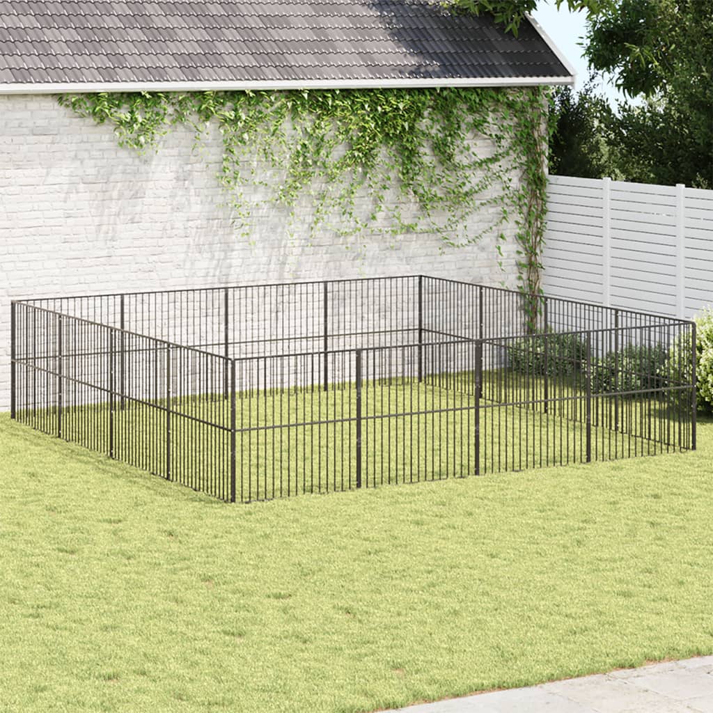 Dog Playpen 4 Panel Black Galvanised Steel