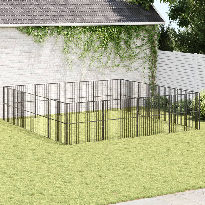 Dog Playpen 4 Panel Black Galvanised Steel