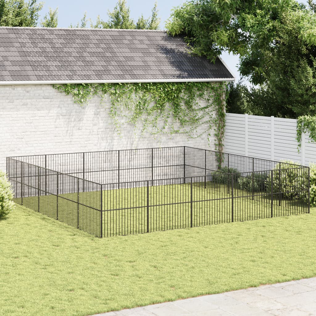 Dog Playpen 4 Panel Black Galvanised Steel