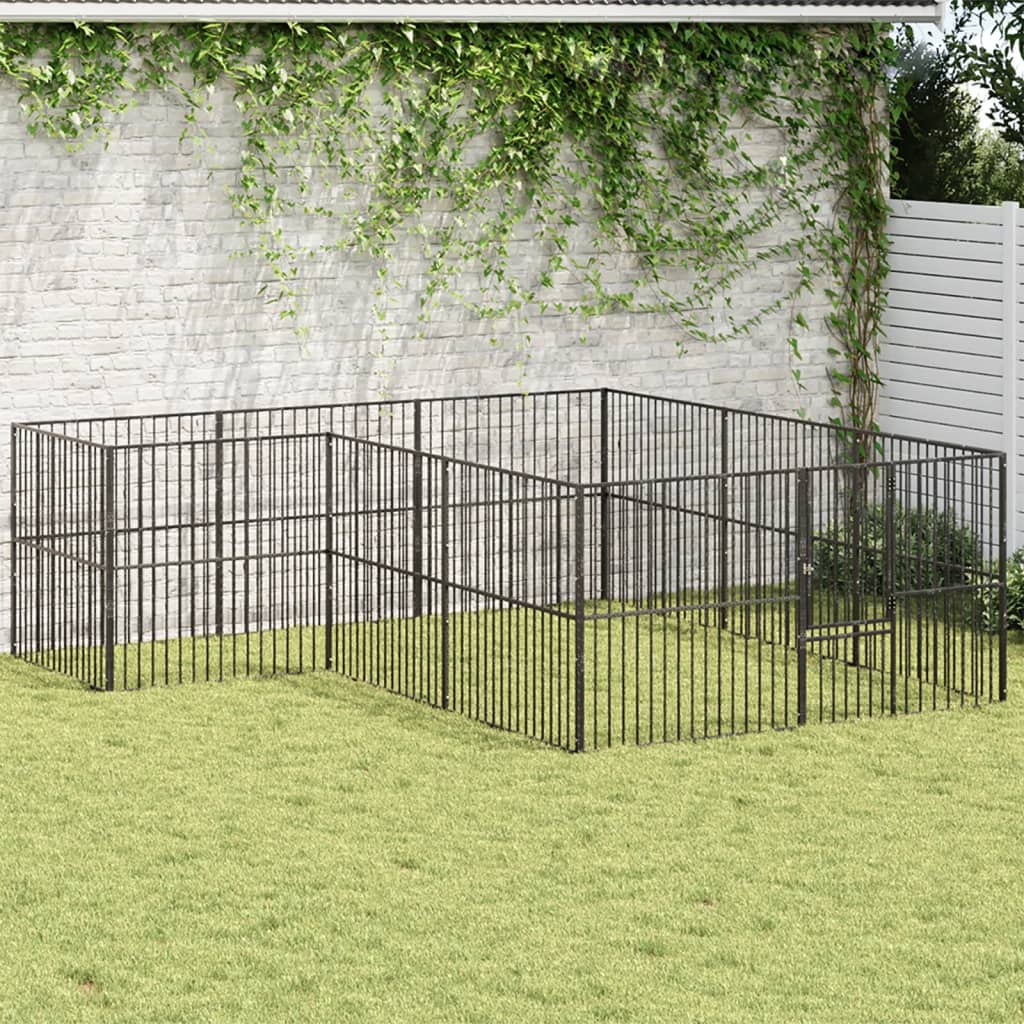 Dog Playpen 4 Panel Black Galvanised Steel