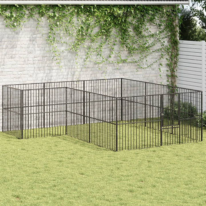 Dog Playpen 4 Panel Black Galvanised Steel