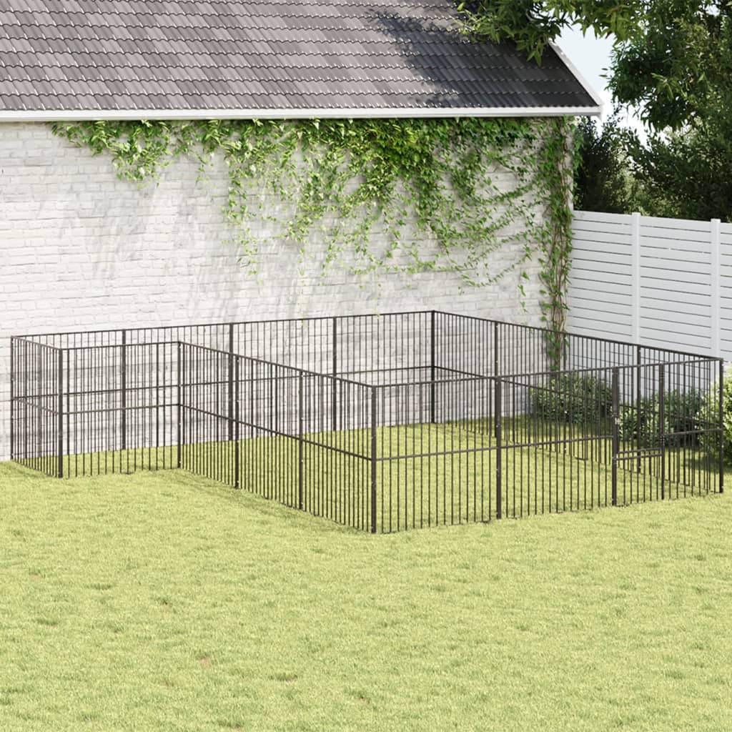 Dog Playpen 4 Panel Black Galvanised Steel