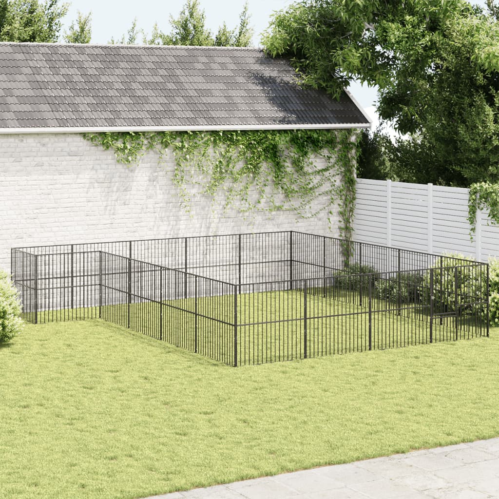 Dog Playpen 4 Panel Black Galvanised Steel
