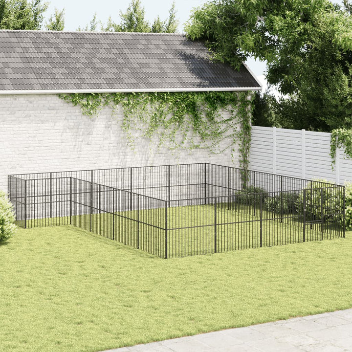 Dog Playpen 4 Panel Black Galvanised Steel