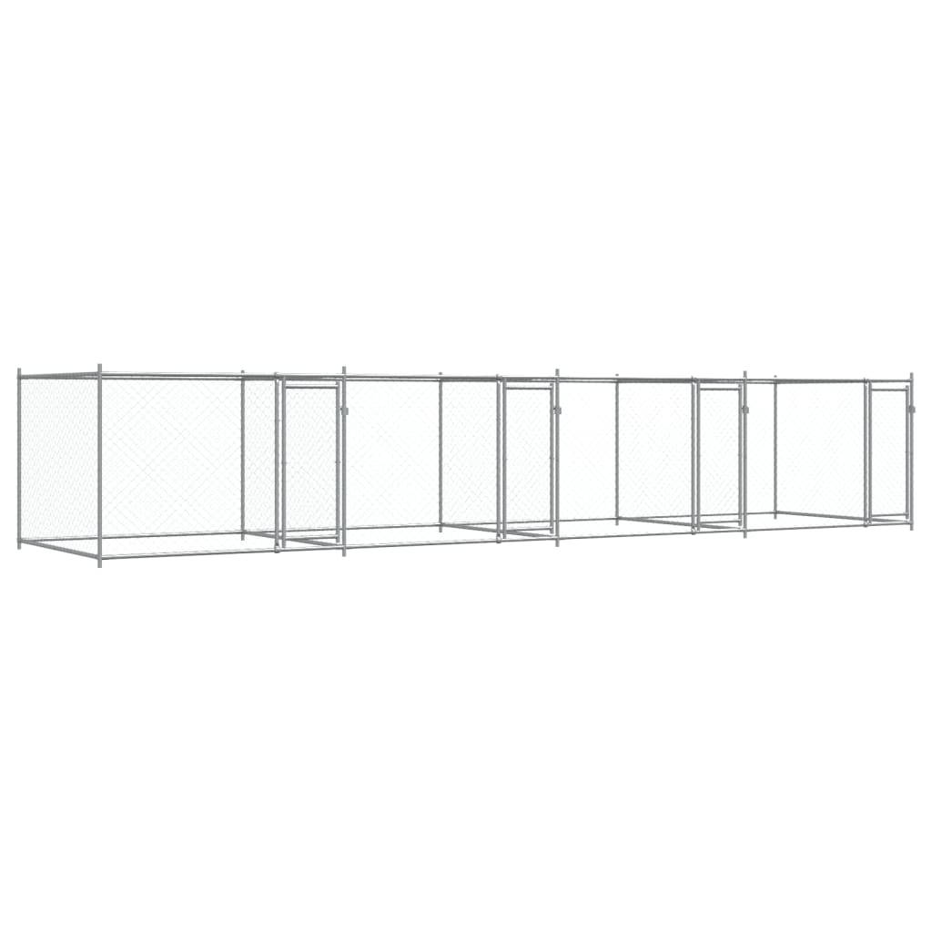Dog Cage With Doors Grey Galvanised Steel