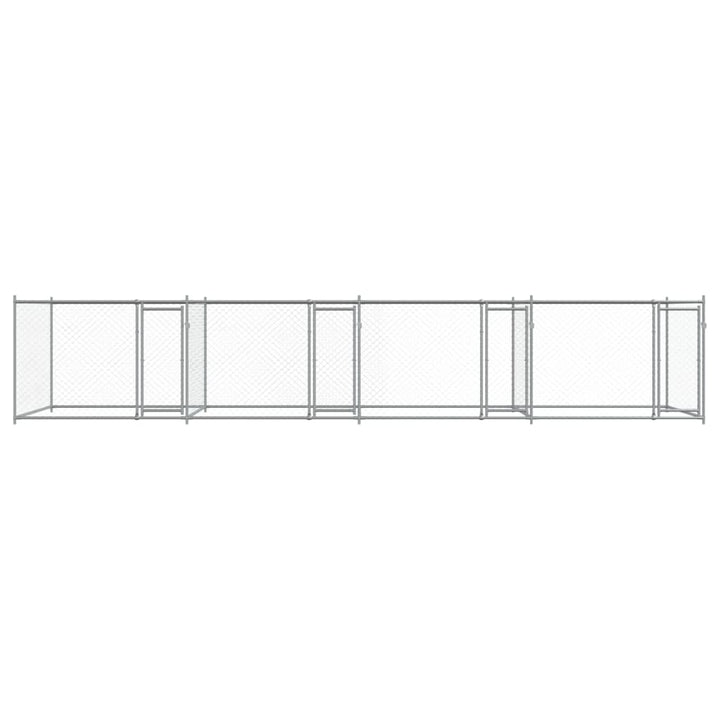 Dog Cage With Doors Grey Galvanised Steel