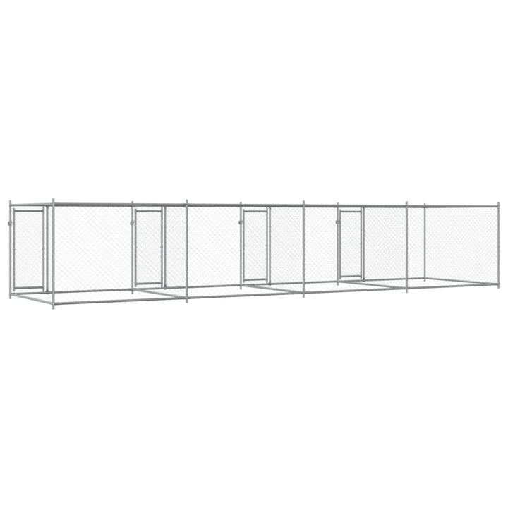 Dog Cage With Doors Grey Galvanised Steel