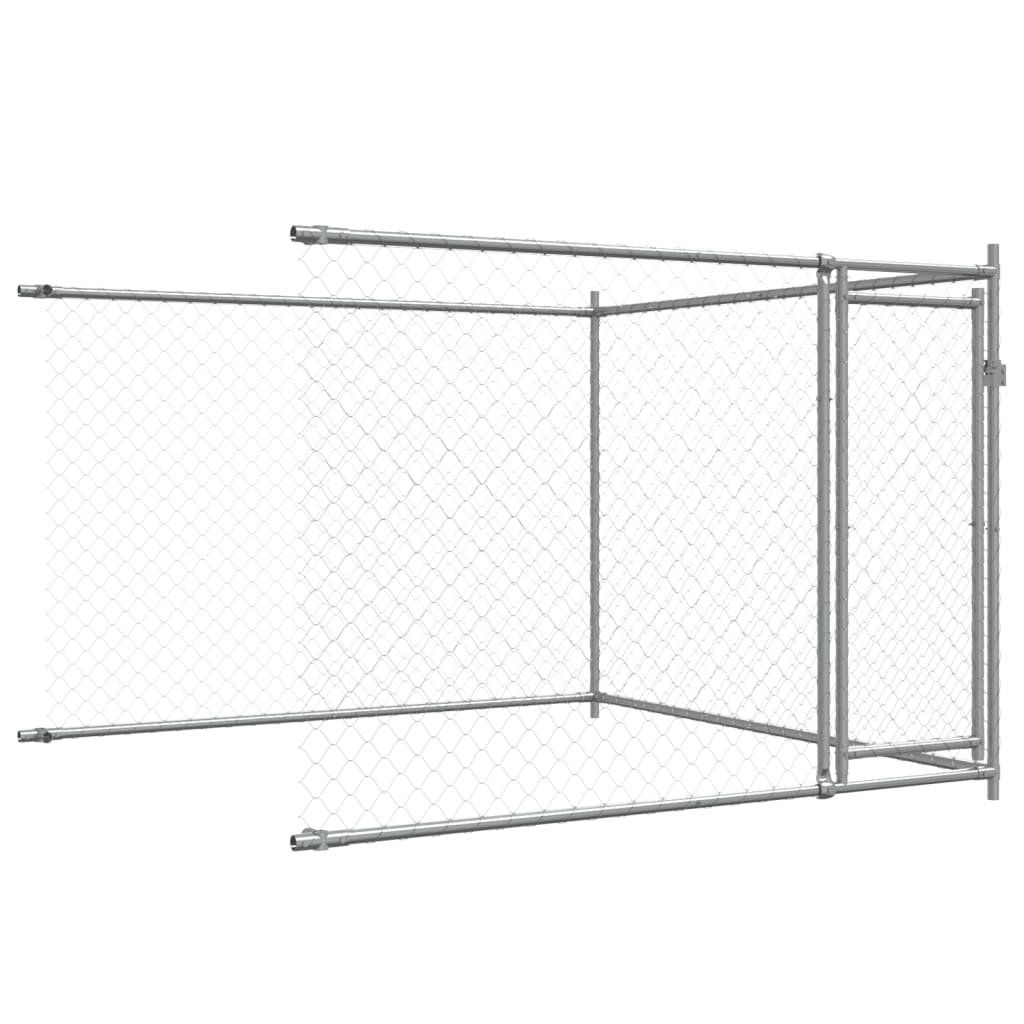 Dog Cage With Doors Grey Galvanised Steel