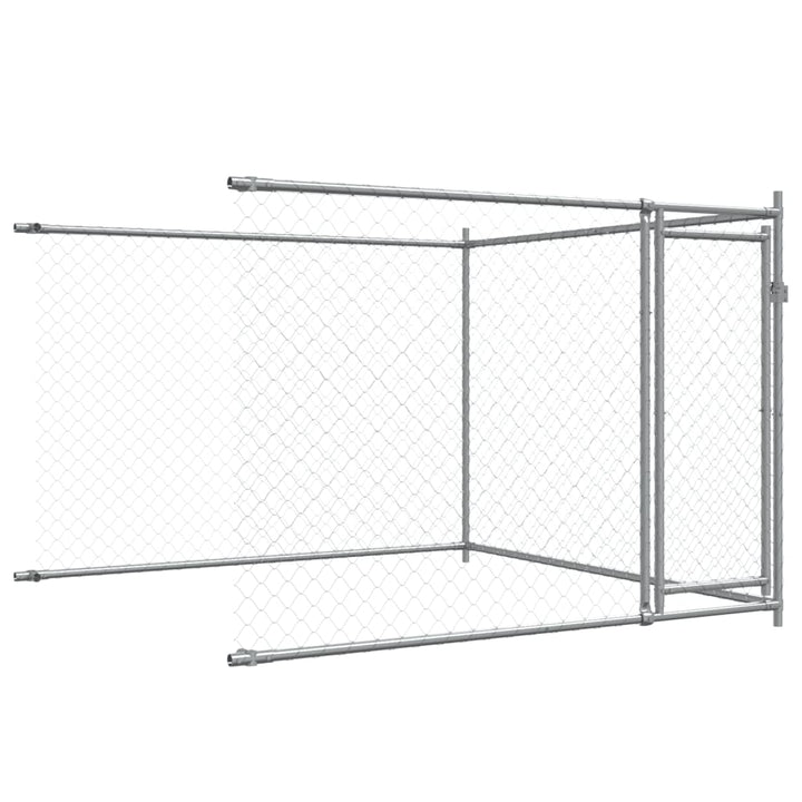 Dog Cage With Doors Grey Galvanised Steel