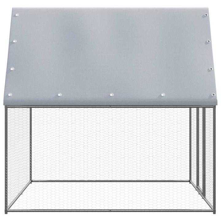 Chicken Cage Silver And Grey Galvanised Steel