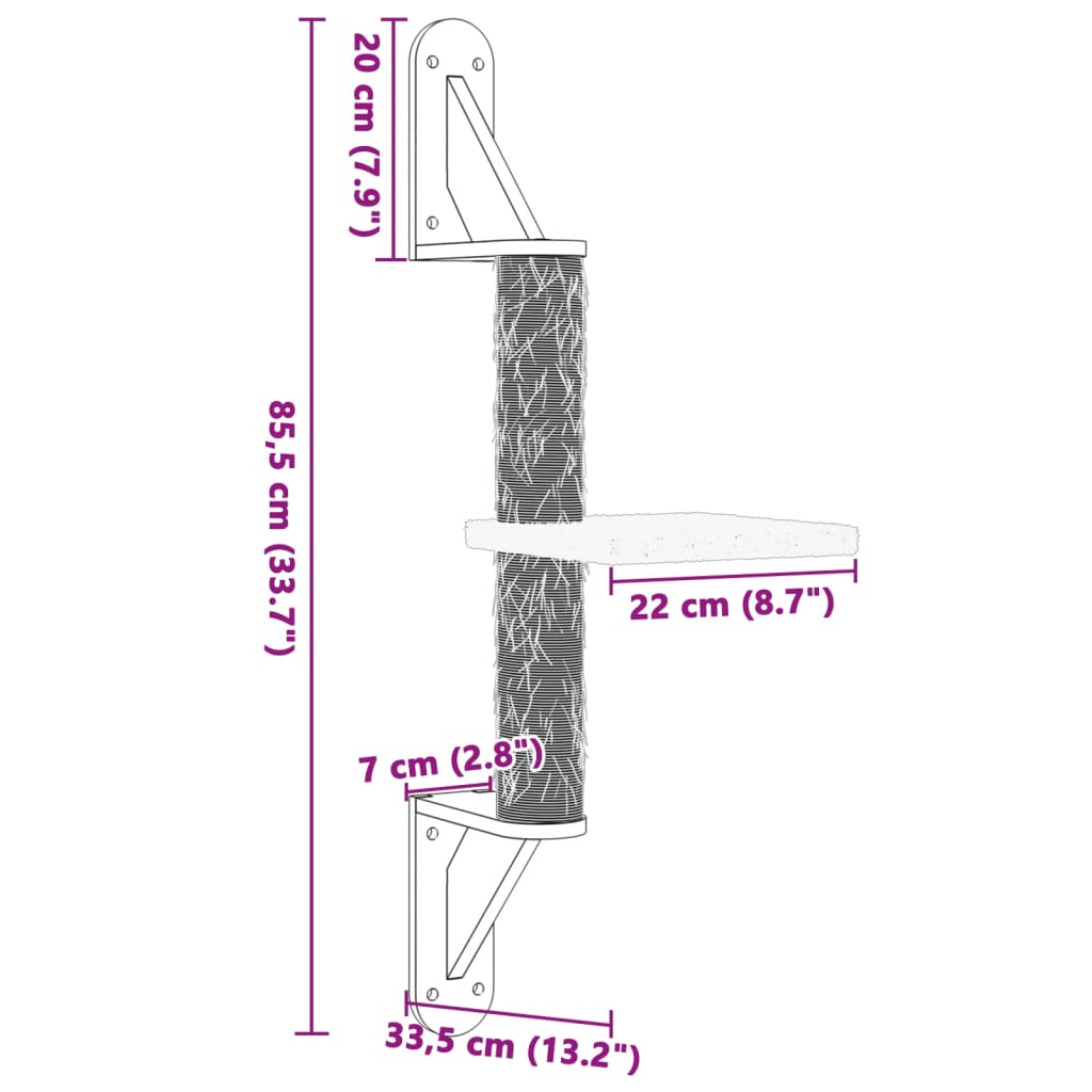 Wall-Mounted Cat Tree With Scratching Post 85.5 Cm