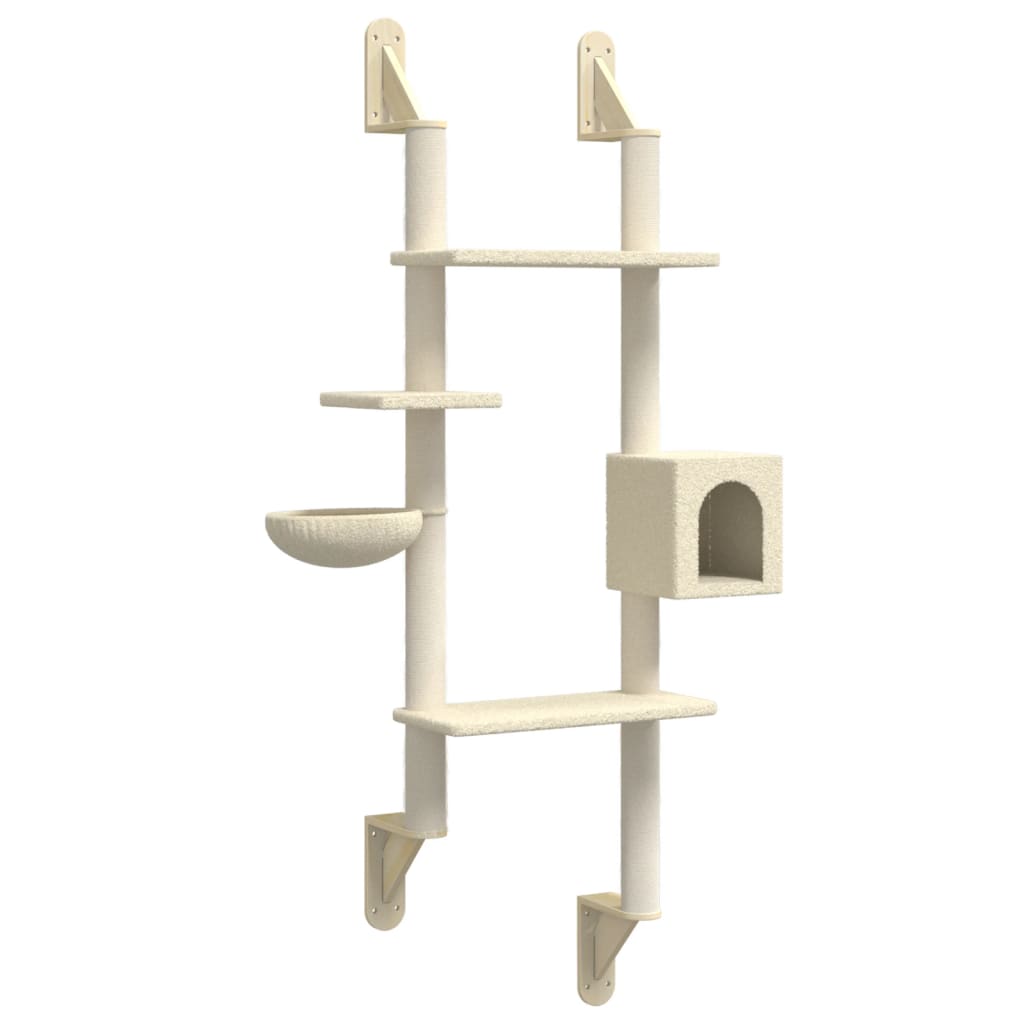 Wall-Mounted Cat Tree With Scratching Post 180 Cm