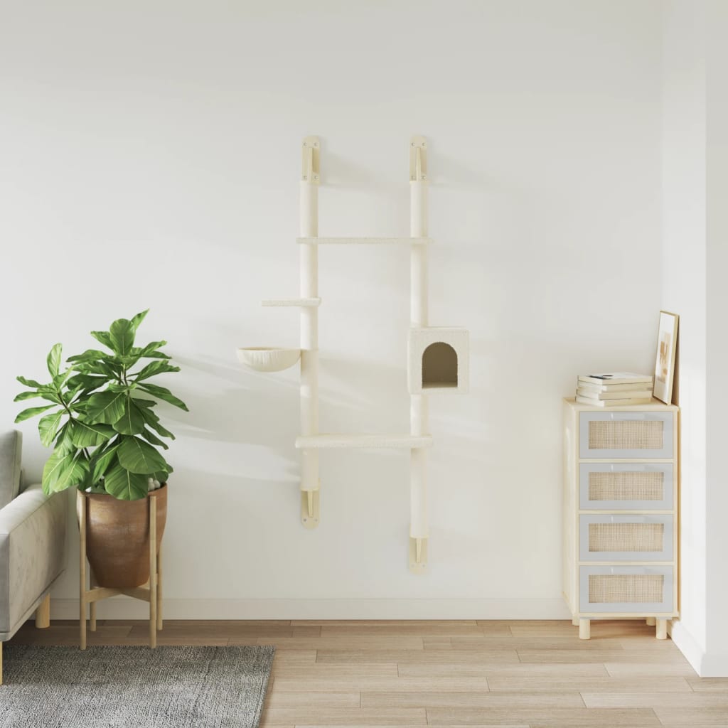 Wall-Mounted Cat Tree With Scratching Post 180 Cm