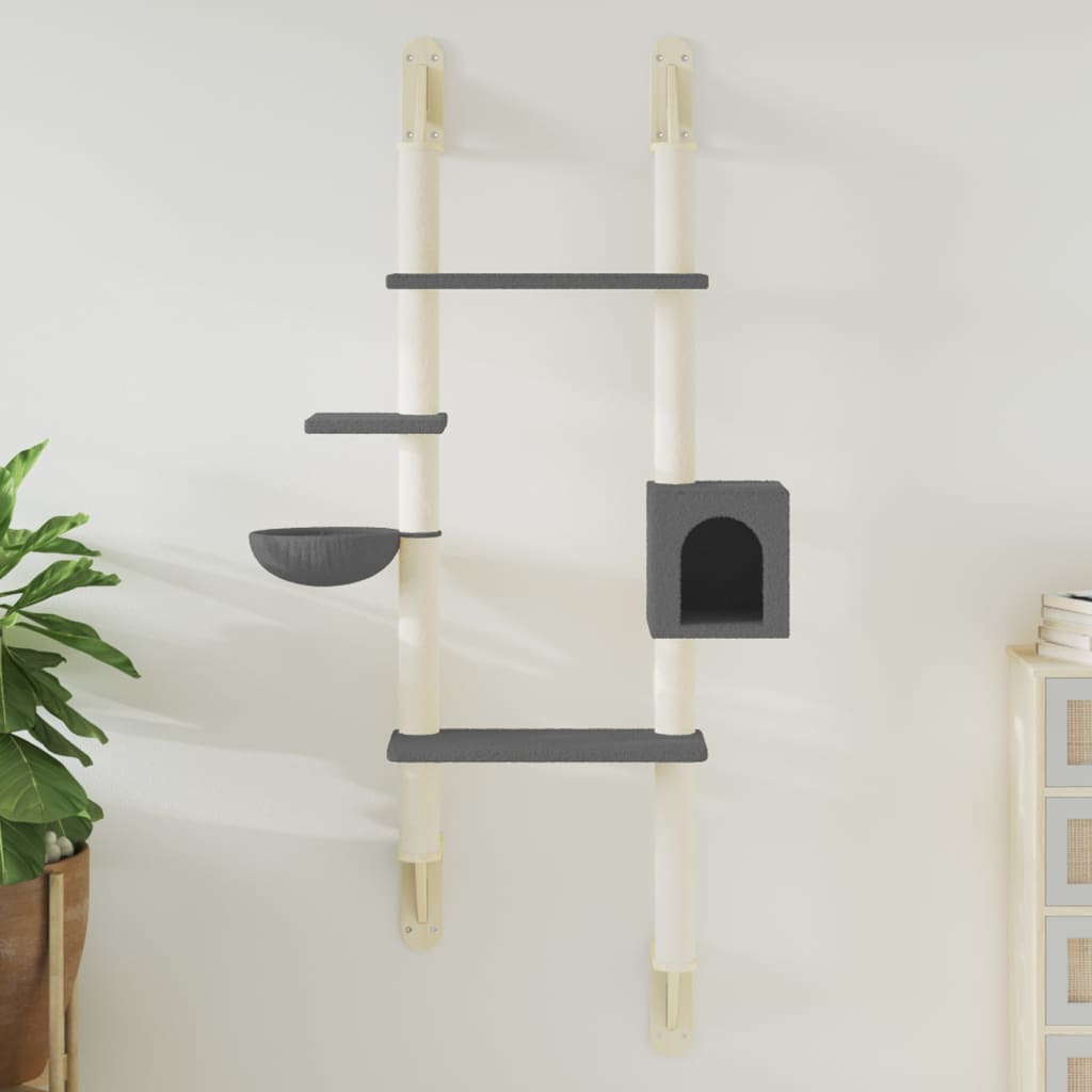 Wall-Mounted Cat Tree With Scratching Post 180 Cm