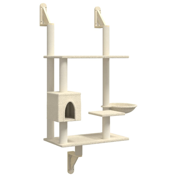 Wall-Mounted Cat Tree With Scratching Post 153 Cm