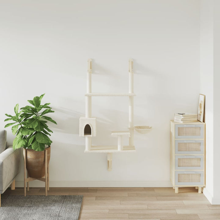 Wall-Mounted Cat Tree With Scratching Post 153 Cm