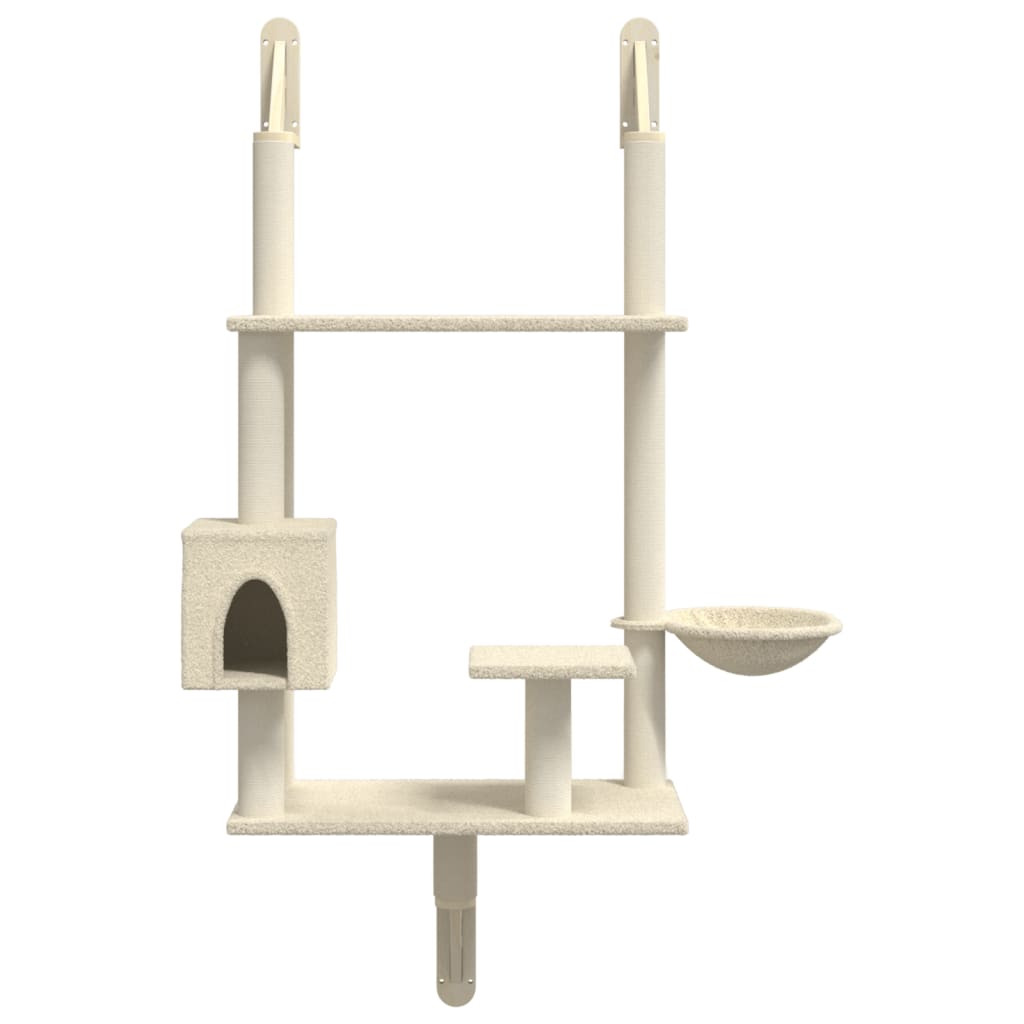 Wall-Mounted Cat Tree With Scratching Post 153 Cm