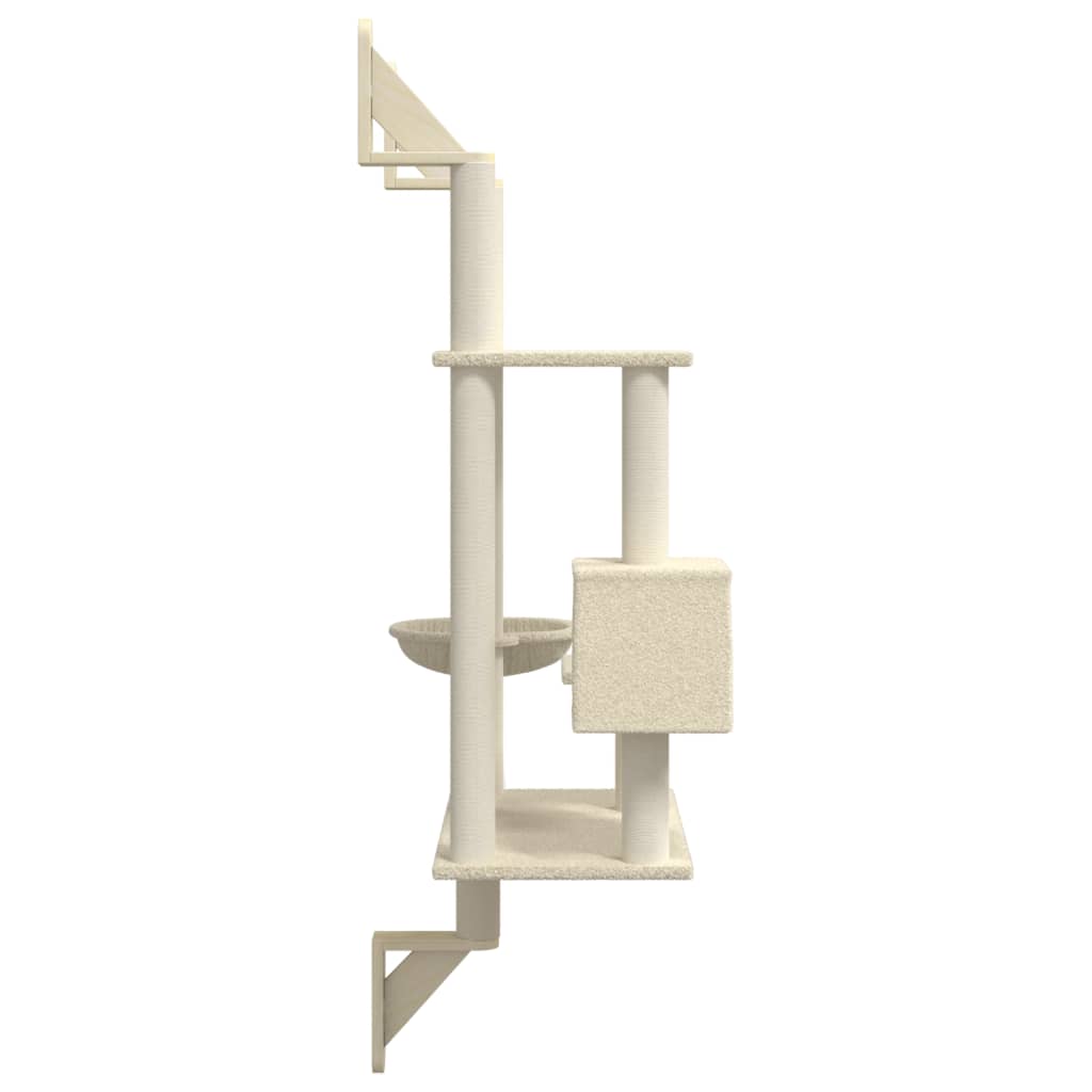 Wall-Mounted Cat Tree With Scratching Post 153 Cm