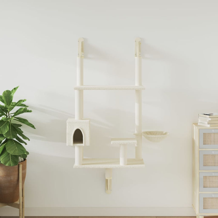 Wall-Mounted Cat Tree With Scratching Post 153 Cm