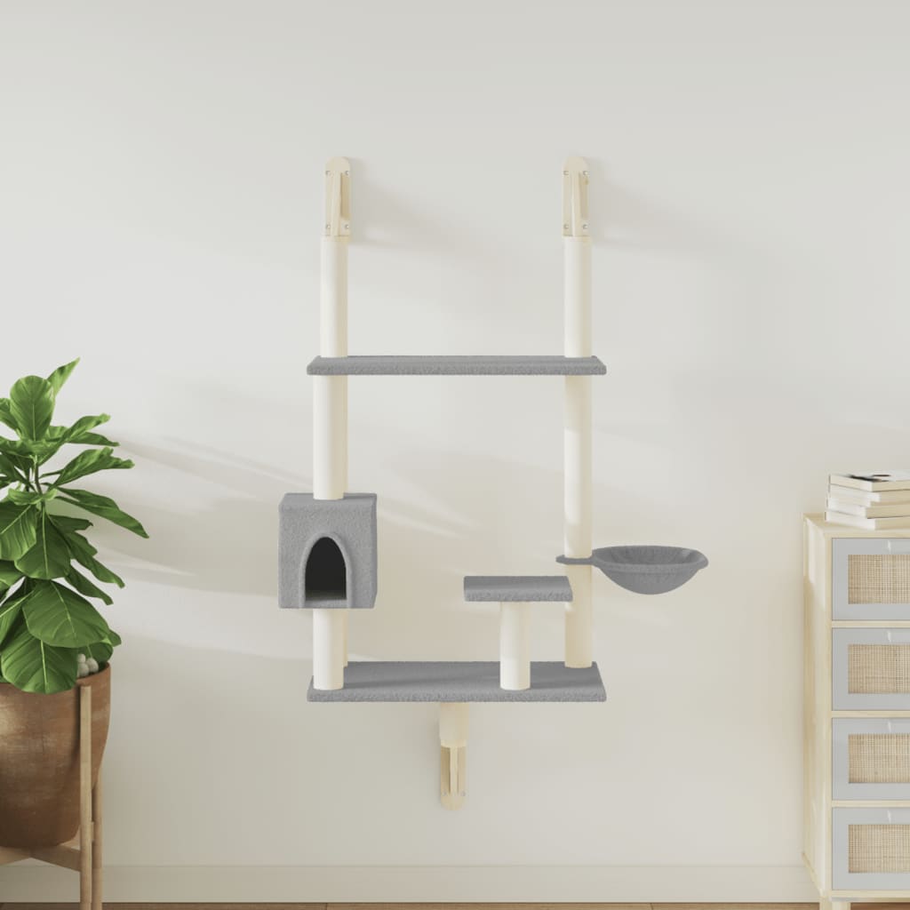 Wall-Mounted Cat Tree With Scratching Post 153 Cm