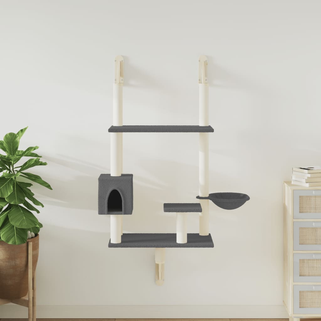 Wall-Mounted Cat Tree With Scratching Post 153 Cm