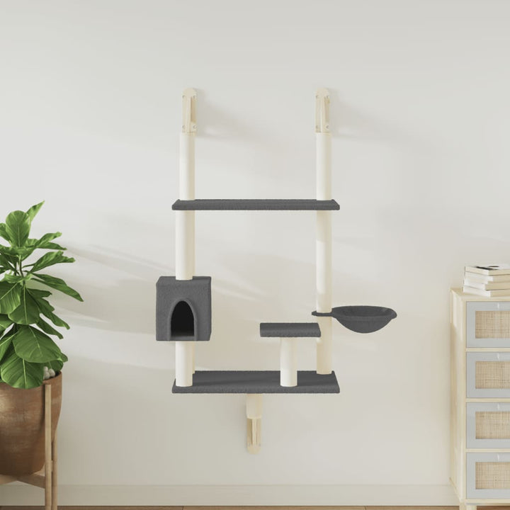 Wall-Mounted Cat Tree With Scratching Post 153 Cm