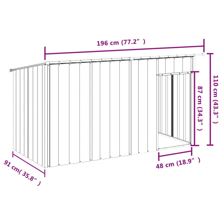 Dog House With Roof Anthracite Galvanised Steel